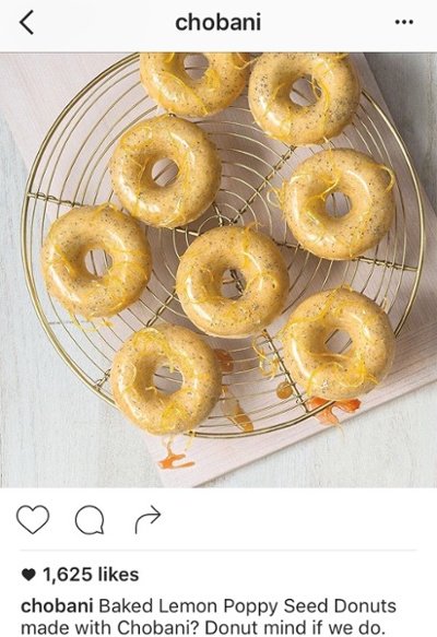  Título de Instagram con tono alegre por Chobani "title = "chobani-instagram-caption-pun.jpg" width = "400" style = "width: 400px 